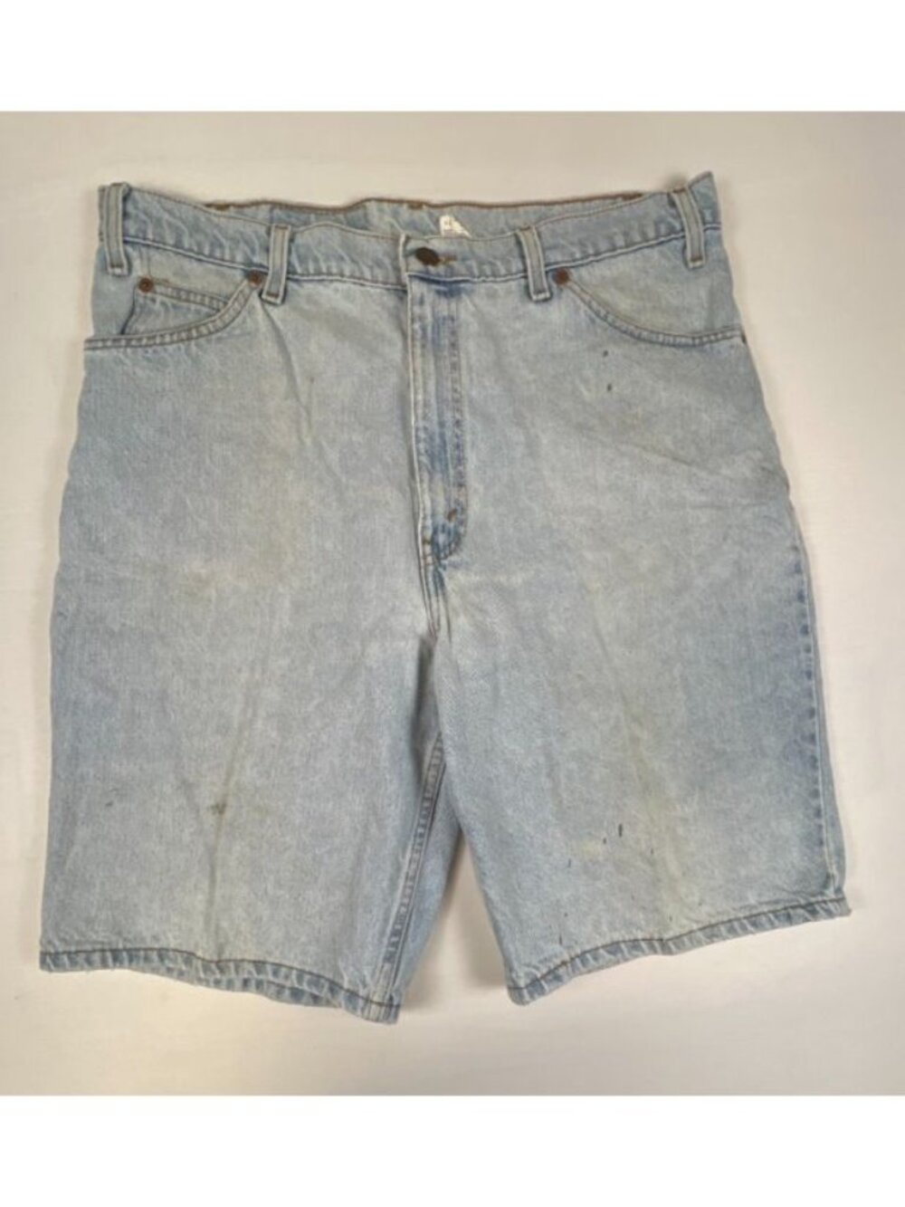 Vintage Levis 550 Mens 36 Light Wash Denim Jean Shorts Distressed Orange Tab 90s